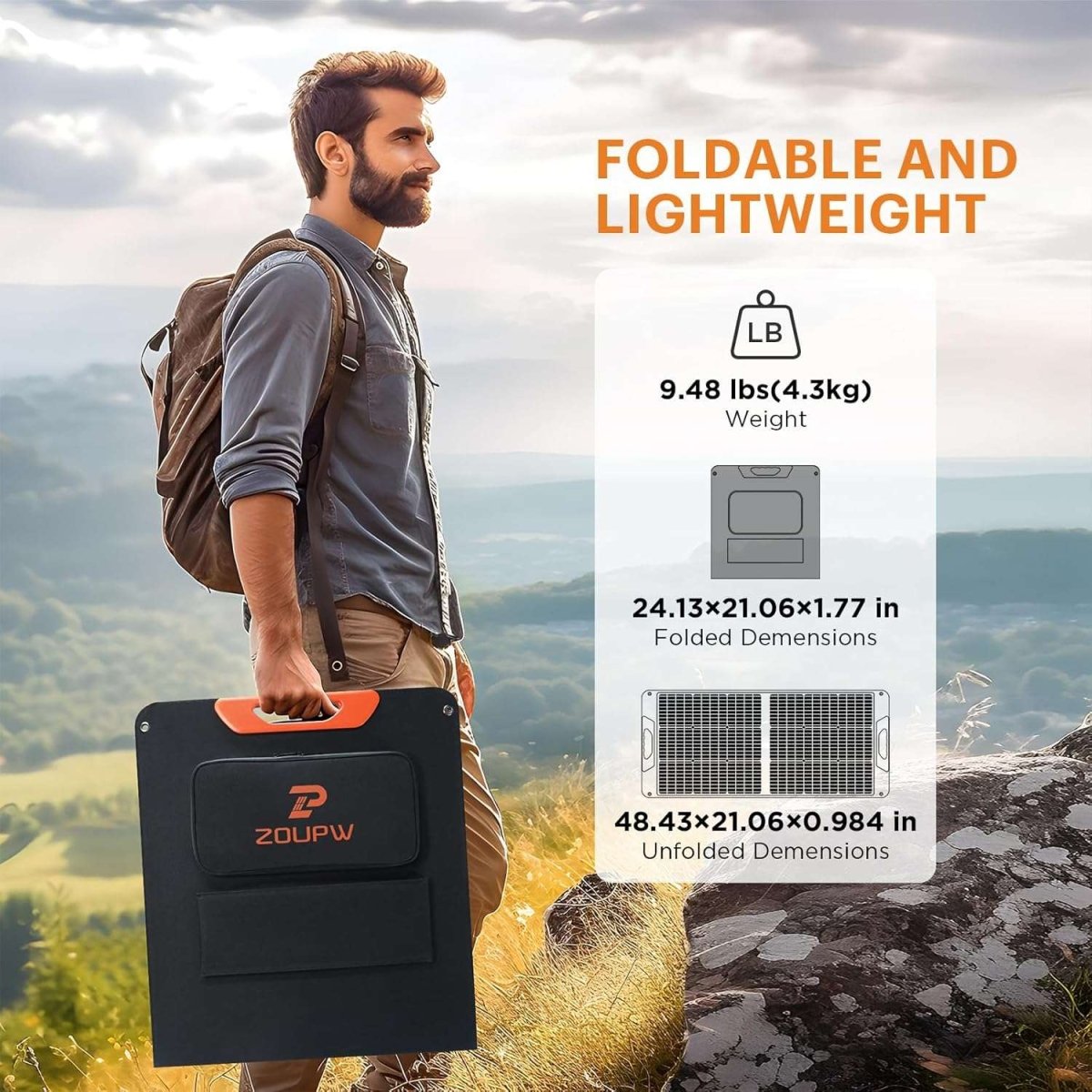 100W Portable Solar Panel - zoupw