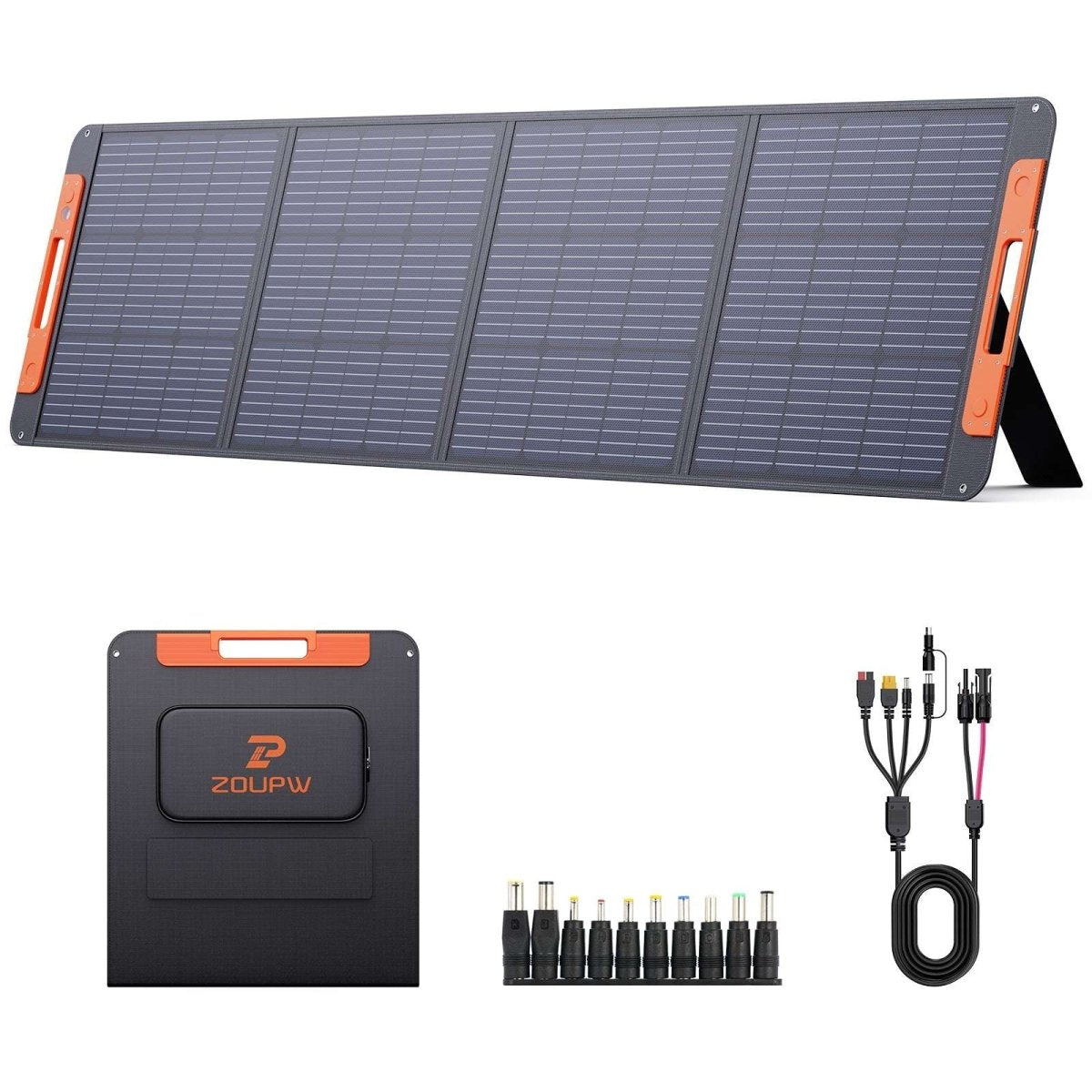 200W Portable Solar Panel With Solar Angle Guide - zoupw