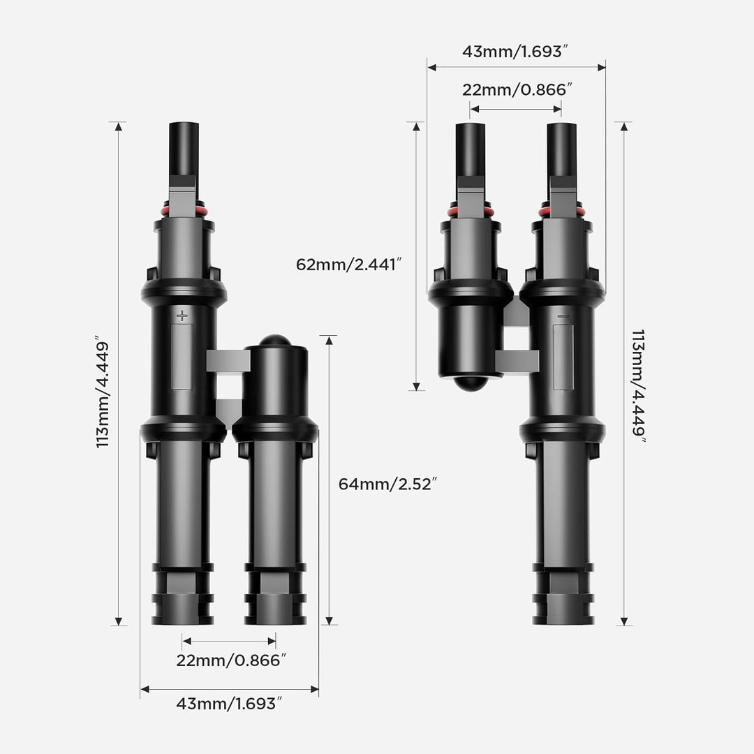Solar Branch Connectors 2 to 1 Solar Connector(1 Pair) - zoupw