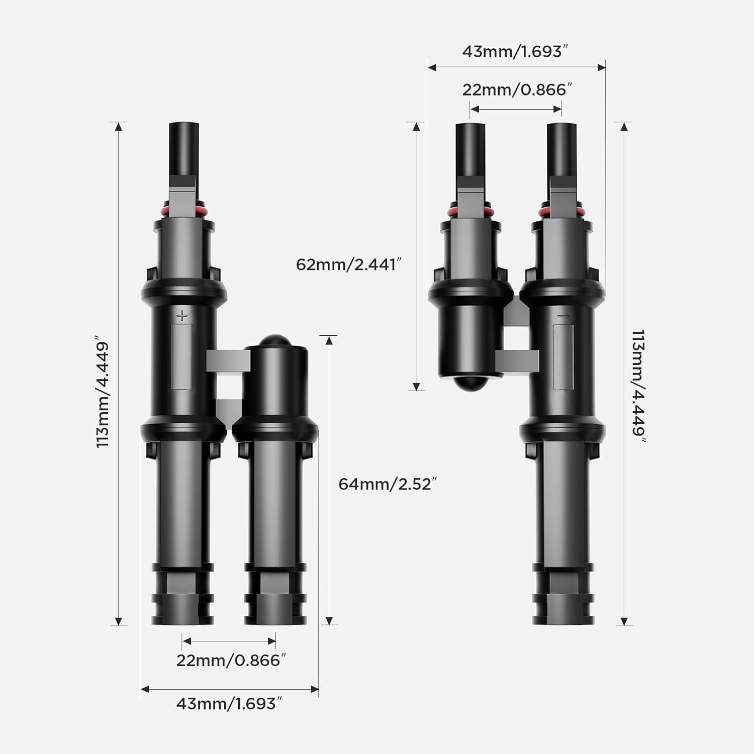 Solar Branch Connectors 2 to 1 Solar Connector(1 Pair) - zoupw