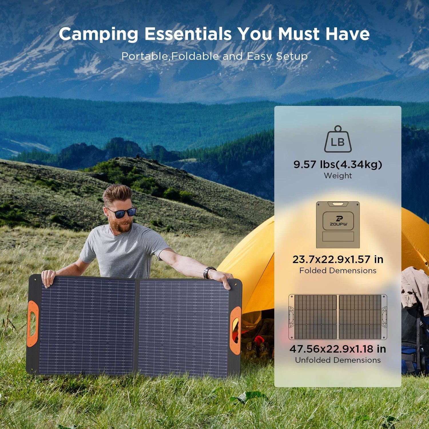 110 watt Foldable Solar Panel 10BB ZOUPW